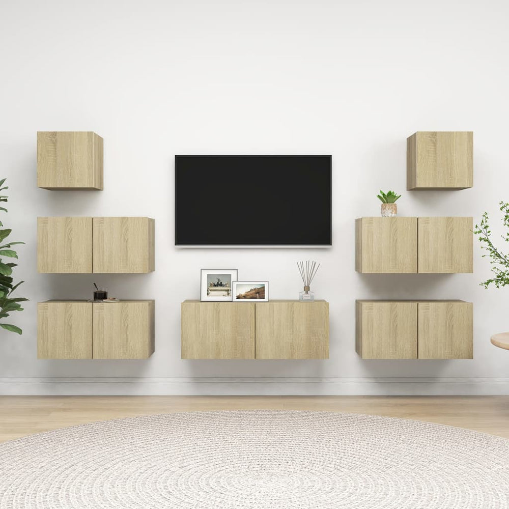 7-piece TV Stand Set Sonoma Oak Engineered Wood