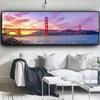 Sunsets Natural Golden Gate Bridge Coast Landscape Building Canvas Painting Posters and Print Wall Art Picture for Living Room No Frame