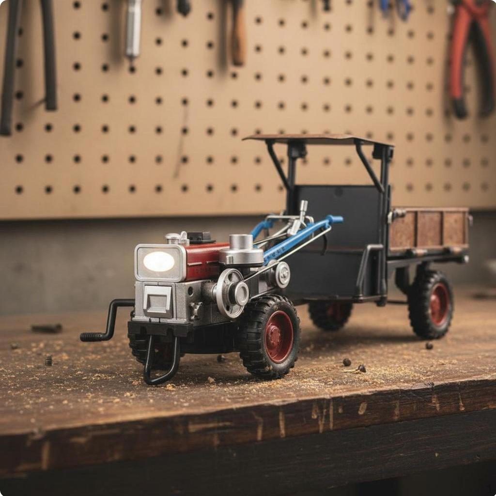 1:24 Scale Walking Tractor Model Distressed Finish Vintage TwoWheel Copy Alloy Construction