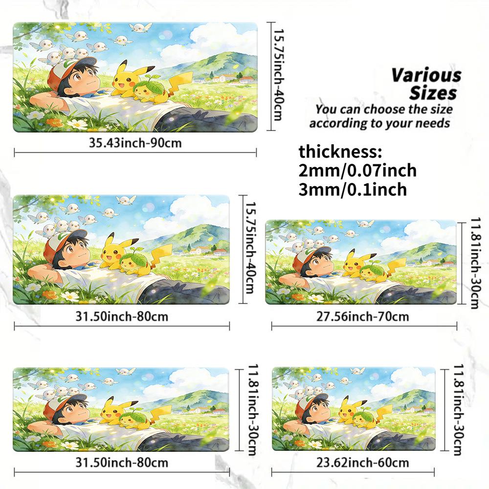 Pokemon Ash Pikachu Autumn Ginkgo Walk Gaming Mouse Pad NonSlip Desk Mat 30x80x0.2cm