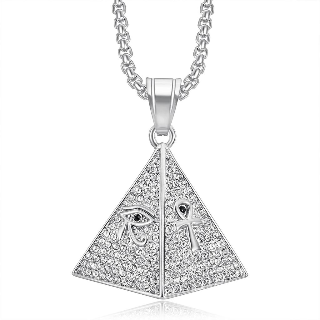European and American Personalized New Jewelry, Gold-plated Full Diamond Pyramid Eye of Horus Pendant Necklace 2026