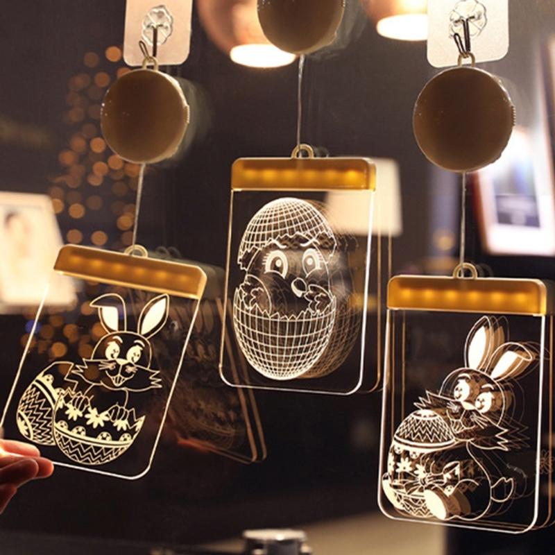 Festival LED Suction Cup Hangings Lamp Convenient Mounting Easter Lights Battery Operated LED Easter Light Adorment