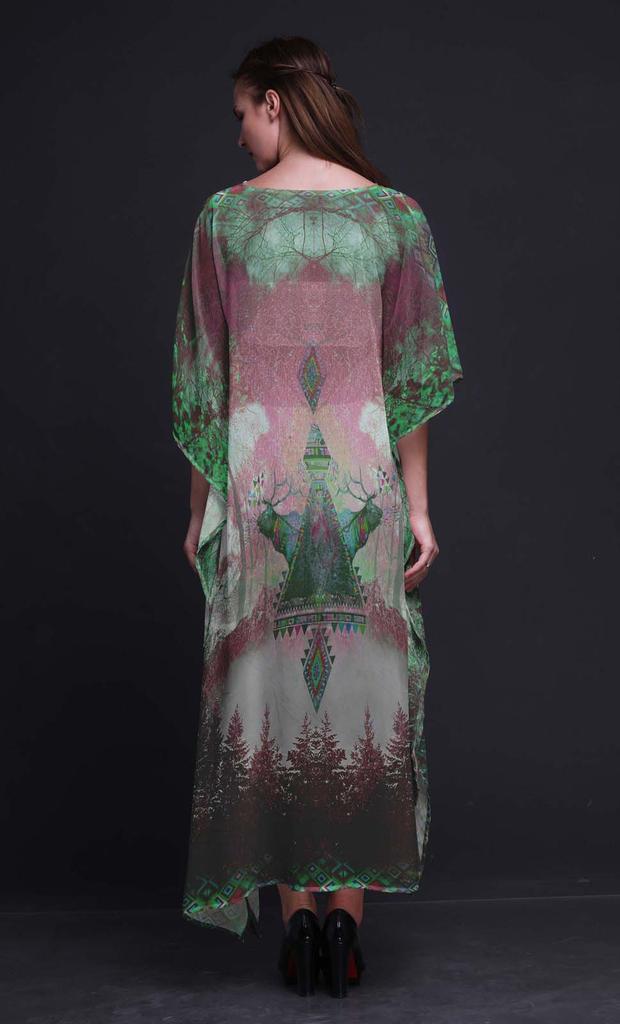 Phagun Deer Jungle Womens Long Beach Kaftan Beachwear Bikini Coverup Maxi