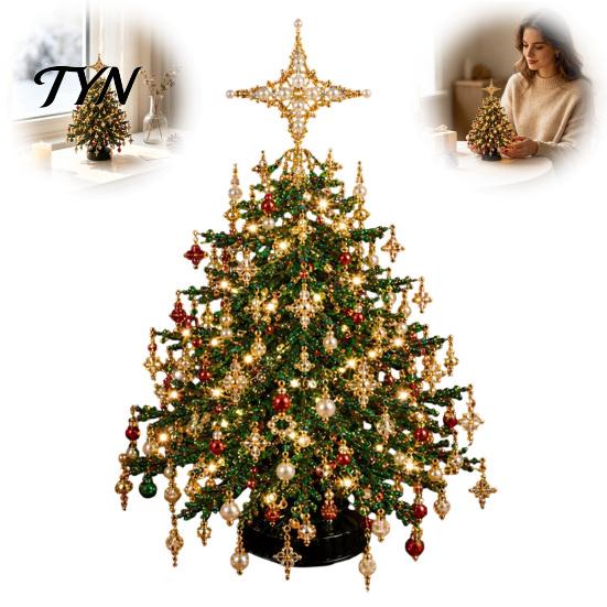Kit per Lavoretti Albero di Natale Kit con Perline Fai da Te Set Festivo in Cristallo Sintetico per Creare Decorazioni da Scrivania Festive per Adulti Principianti, Decorazione Fatta a Mano da Tavolo