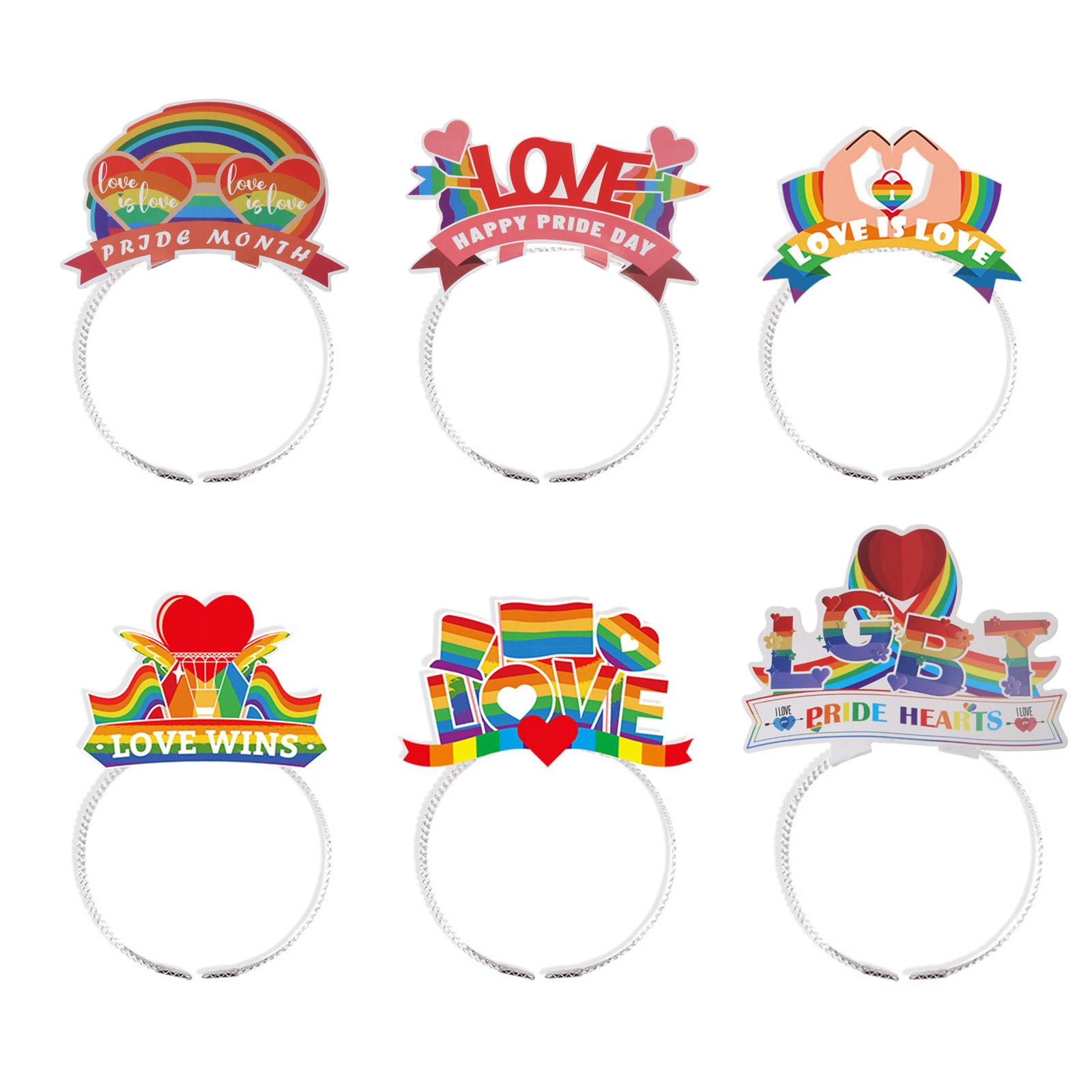 

6 Pieces Love Wins Gay Lesbian Bi Trans Headwear Pride Month Love-is-Love Headband Party Costume Stall Pedlar Supply A
