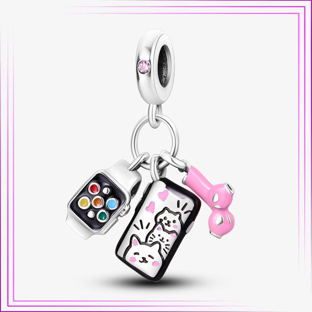 925 Sterling Sølv Hjerte Blomst Luftballong Flamingo Rosa Sjarm Plata De Ley Bil Katt Perle DIY For Originalt Armbånd Smykker