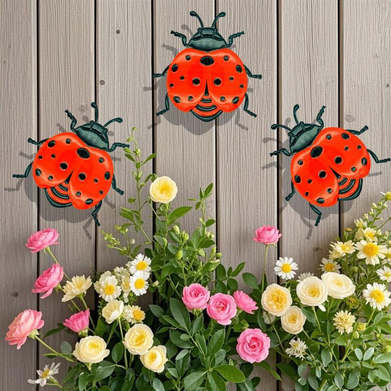 1/3Pcs Iron Bees Ladybugs Butterflies Wall Decor Colorful Garden Decoration Outdoor Indoor Metal Craft Vibrant Home Furnishings