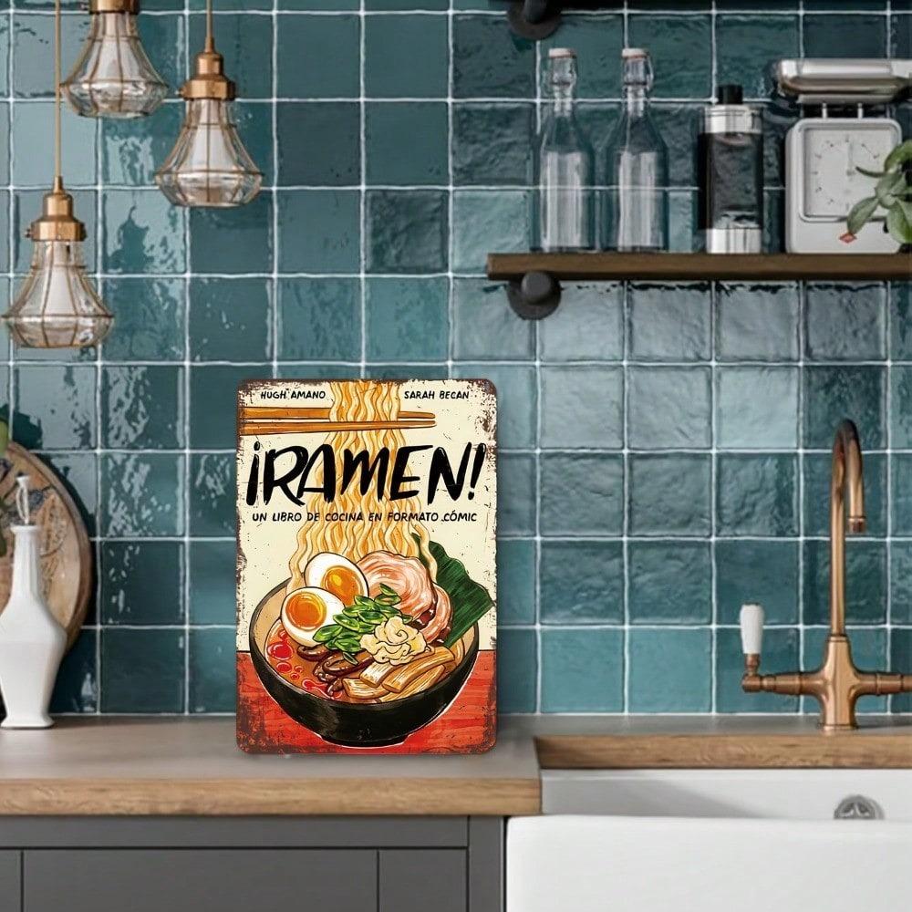 Metal Tin Sign Wall Decor Manga Kitchen Art Ramen Retro Pop Culture Funny
