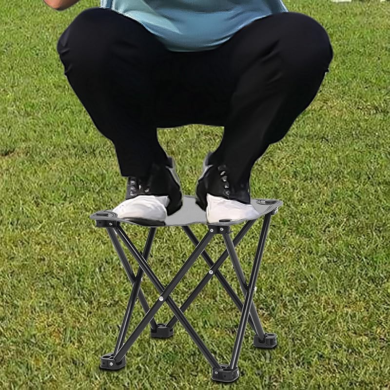 Outdoor Chair Lightweight Compact Folding Chair Small Size Load Capacity Convenient To Carry Camping Chair Mountain Climbing Fishing (Gray-1)