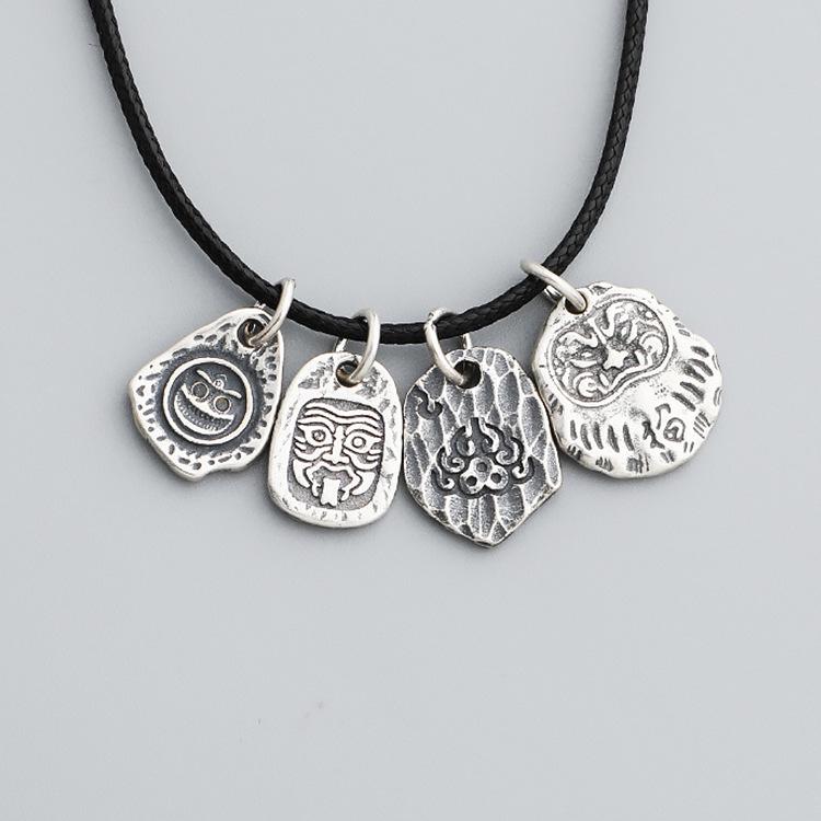 S925 Sterling Silver Tibetan Bodhidharma Pendant for DIY Bracelet or Necklace