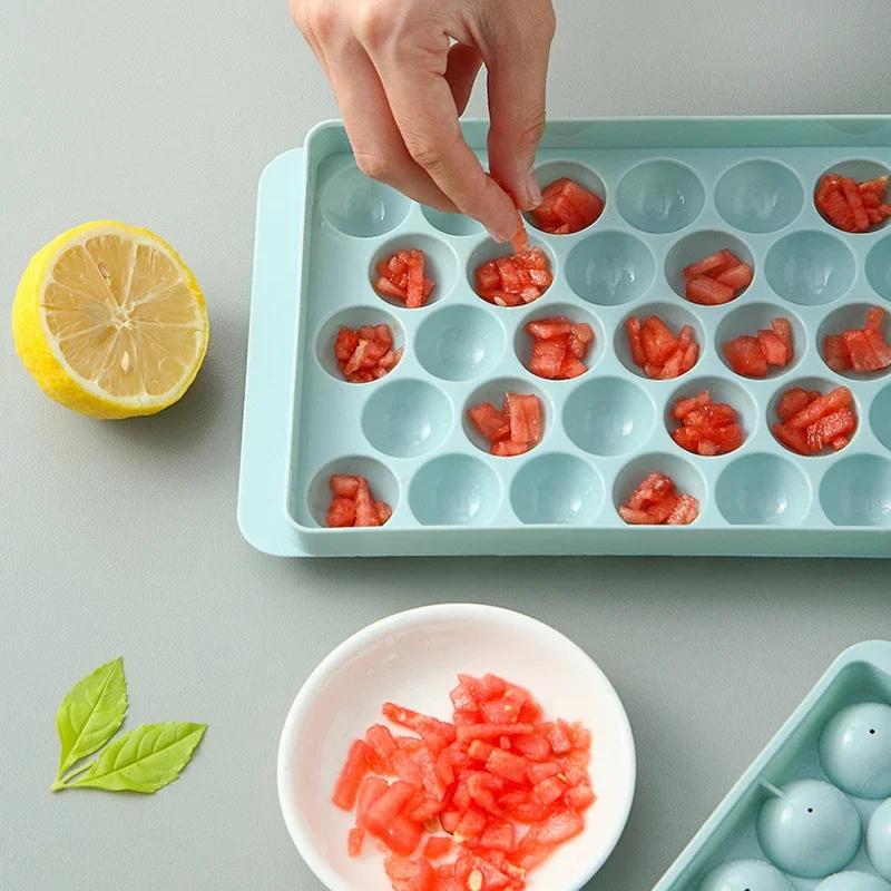33 Grid Ice Ball Mould Whiskey Ice Ball for Home Fridge Popsicle Ice Cube Tray Box Kitchen Accessories Make 33 Ice Cube of Once