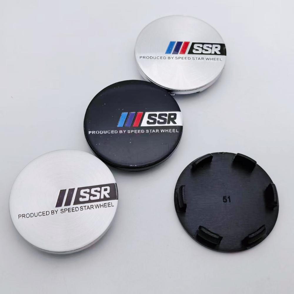 4pcs 51mm 46mm SSR Logo Emblem Badge Car Wheel Center Caps Wheel Hubcaps Rim Hub Center Dust Cover Replace Car Accessories