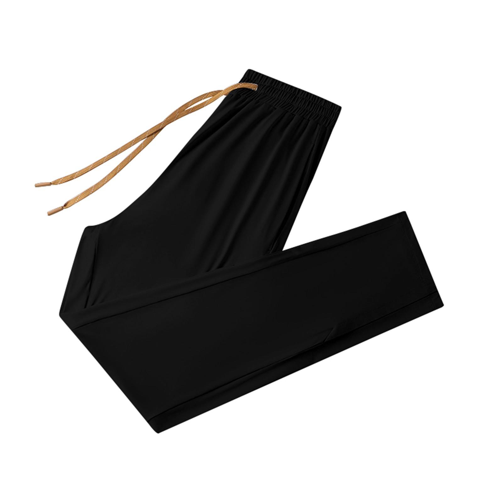 

Женские повседневные однотонные прямые повседневные брюки с эластичной резинкой на талии и карманами M