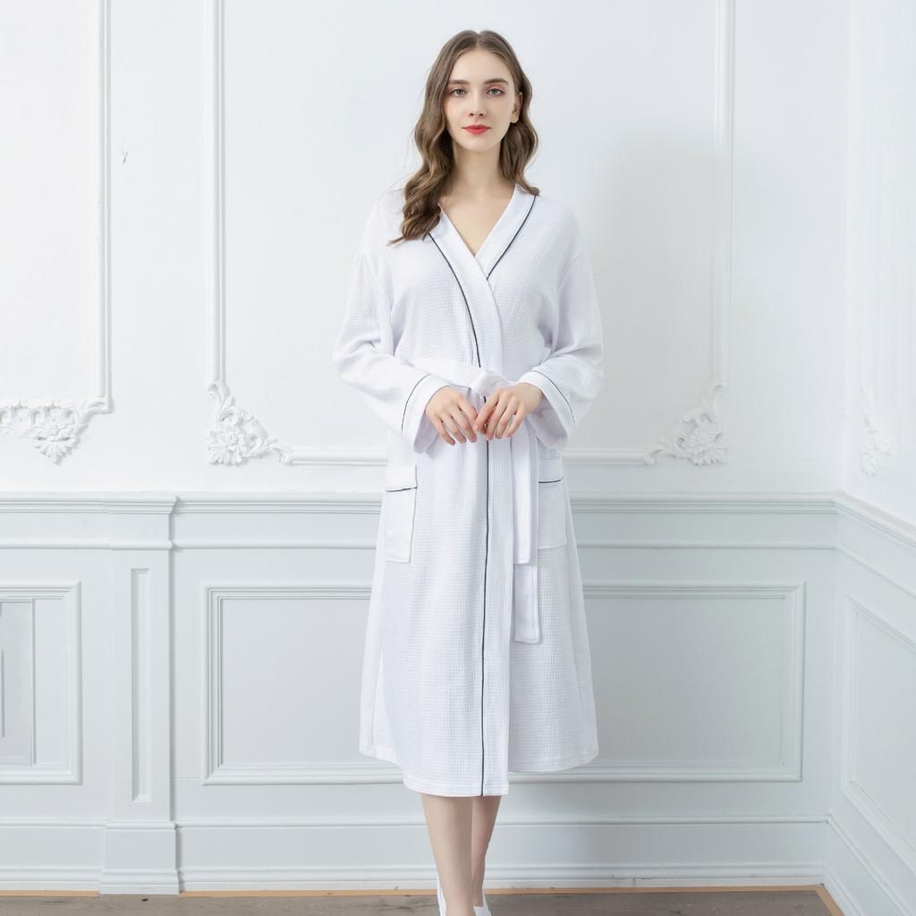 GMXIA Accappatoi da donna per primavera e autunno: Accappatoi Lunghi, da Coppia, Sottili, Assorbenti, Accappatoi e Vestaglie in Poliestere-cotone a Nido d'Ape