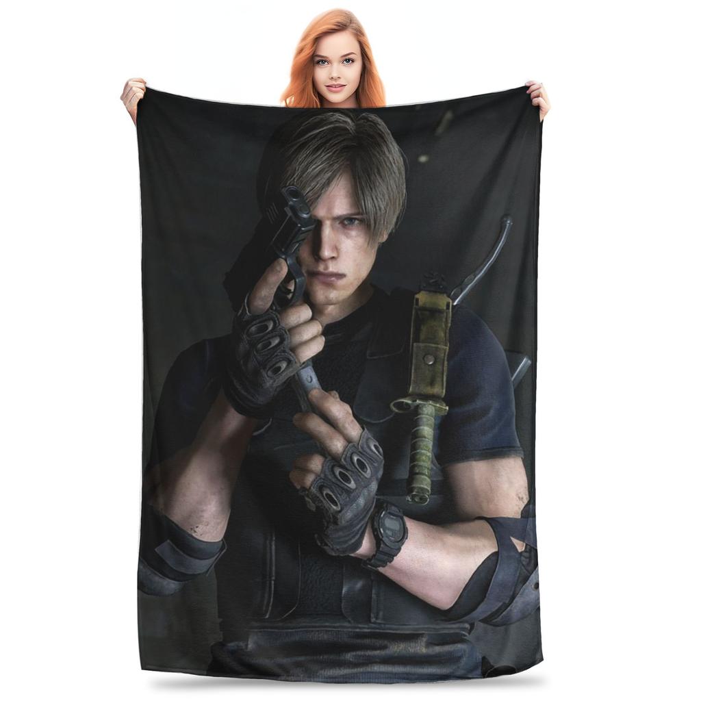 L-Leon Kennedy Game Blanket Portable Fleece Sofa Throw Blanket for Couch Bedding Travel Throws Bedspread Quilt