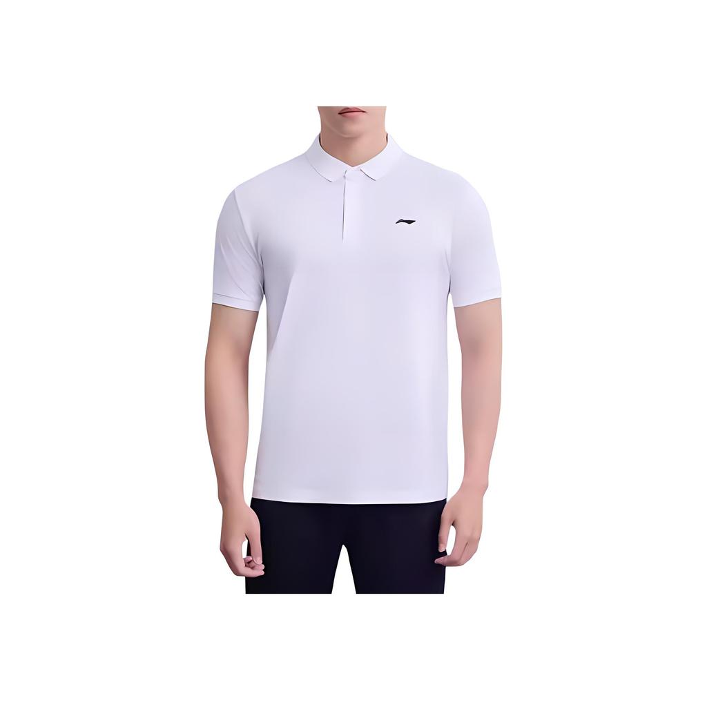 Li-Ning Slim Fit Solid Color Short Sleeve Polo Shirt Men tops White APLT261-2