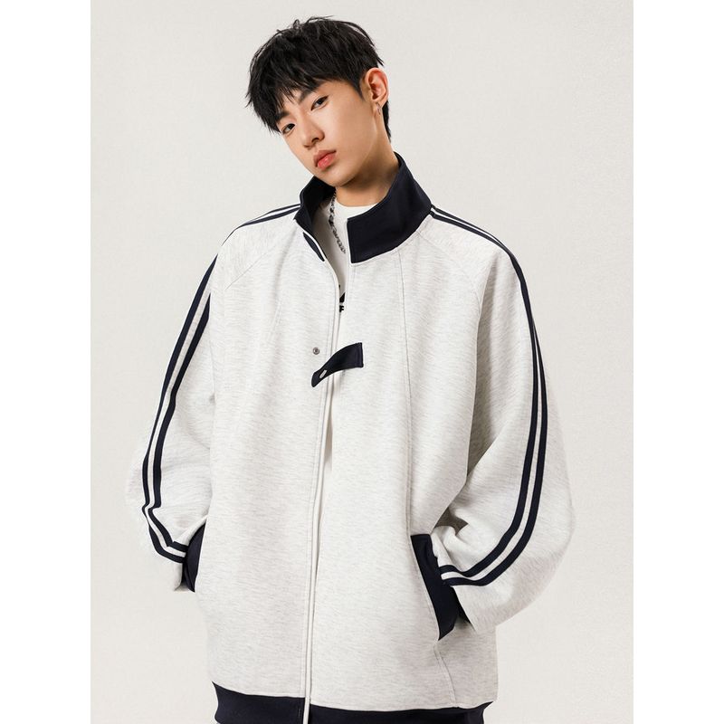 Wassup American Retro Three-Stripe Sports Jacket for Men, Autumn and Winter Loose Casual Trendy Versatile Stand-Up Collar Jacket for Women