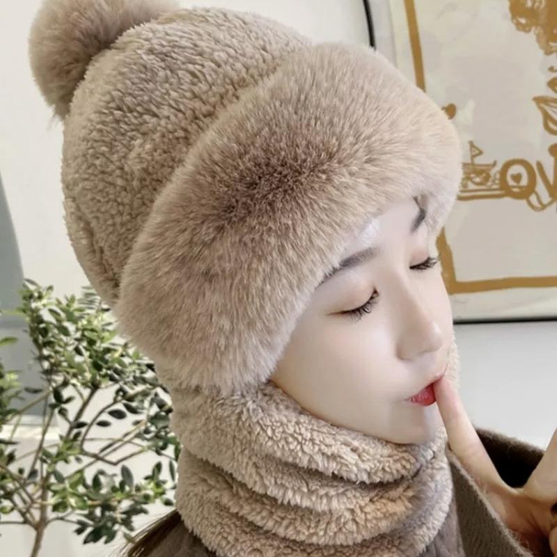 Integrated Mask, Scarf, Headgear, Fleece and Thickened Thermal Pullover Hat, Cycling Versatile Windproof Neck Protection, Men's and Women's Hats