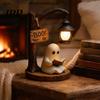 Spooky Night Light Halloween Gothic Witch Lantern, Resin Tabletop Decor with Warm Glow, Centerpiece Lantern Decoration for Shelf Desk