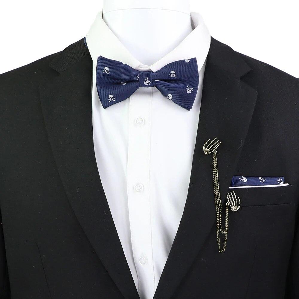 Набір краваток-метеликів, візерунок із зображенням черепа-дракона, чоловіки, платок із метеликами, брошка з китицями, весілля, вечірка на Хелловін,