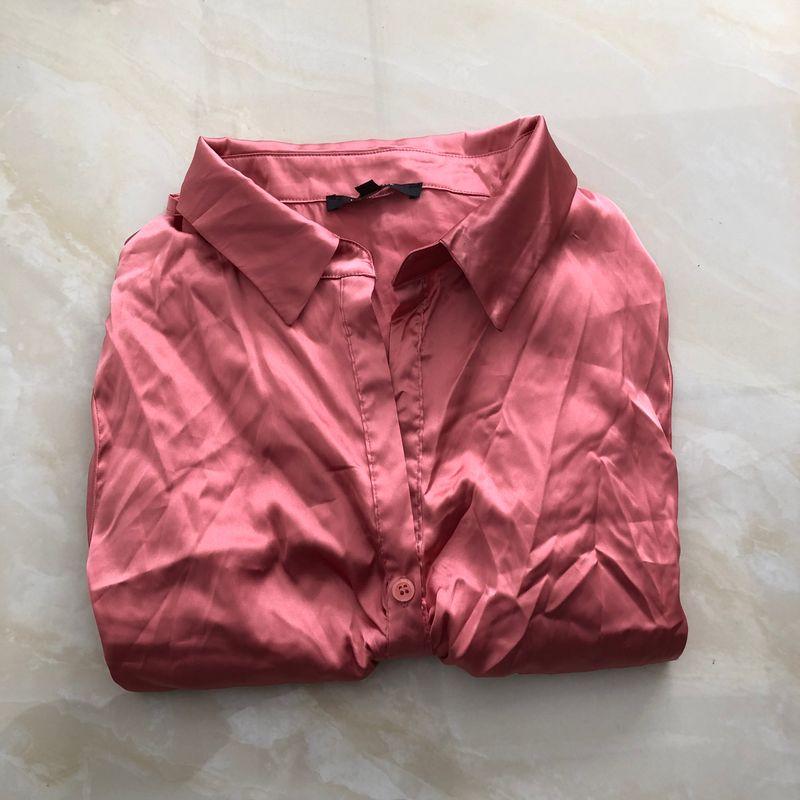

Imitated Silk Fabric Shirts Spring and Autumn New Foreign Trade Women clothes Flip + V-neck Single-Breasted Long sleeve Slimming Pleat Shirts 30461 Bean paste C- 3-12-2 S