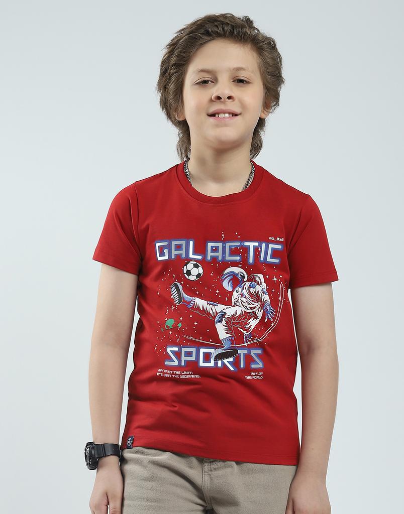 Monte Carlo Boy's Regular Fit Printed Half Sleeve T-Shirt