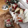 Christmas Pillow Cover - Festive Cartoon Linen Cushion Covers for Sofa Decor Pillowcase Xmas Cushion Cover Gift  ( No Pillow Core )
