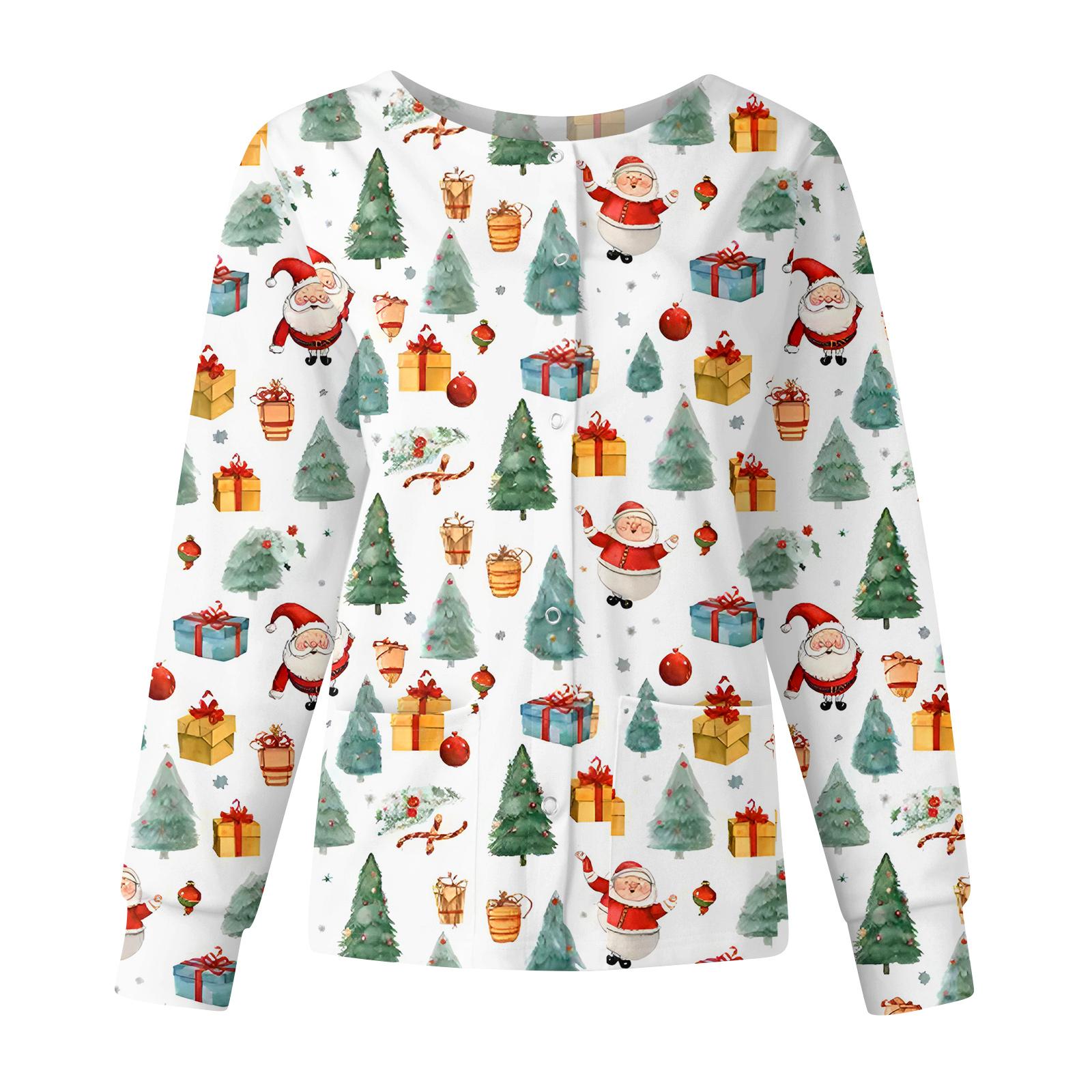 

Женская повседневная модная куртка с длинным рукавом, воротником-стойкой, на одной пуговице, с рождественским принтом, рабочая куртка, топы XL белый