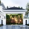 2D Outdoor Garden Fence Backdrop Sunlit Ivy Vines Photo Booth Background