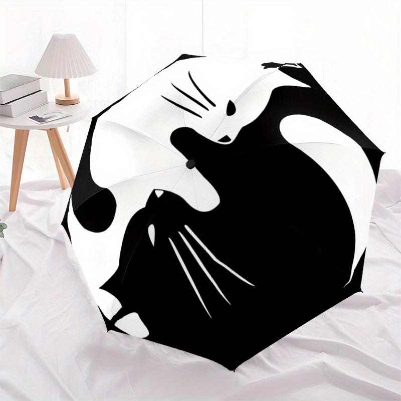 1pc Cat YinYang Automatic Open/Close Umbrella with One Touch Button,, Windproof Design   Lightweight Portable Umbrella for Women & Men6020
