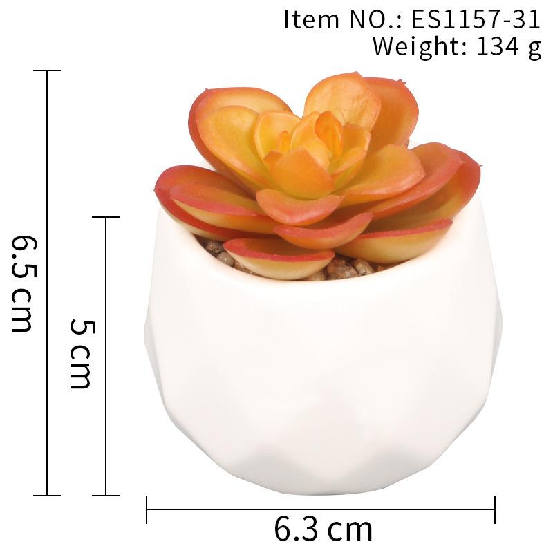 Office Potted Plant Fake Succulent Ceramic Pot Mini Pink Succulent Diamond Cup Potted Plant Second Hair Anti-Drop Potted Plant
