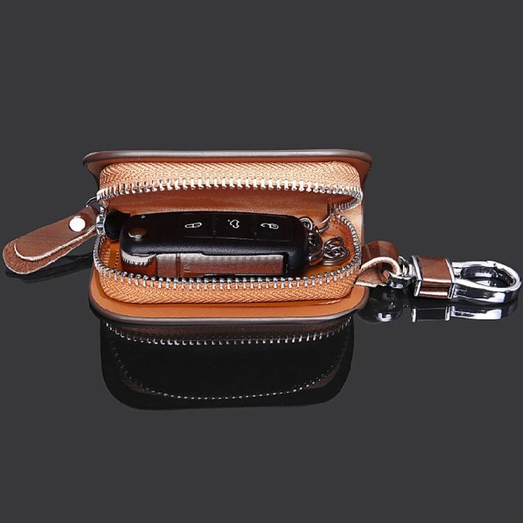 Brown Leather Cover Auto Car Remote Key Fob Case Bag Fob Bag