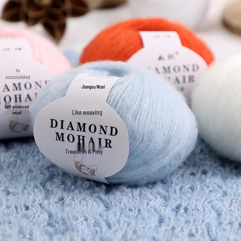 Young Mohair Sweater & Baby Scarf Shawl with Matching Fine Wool Hand-Woven Crochet Bag DIY Kit