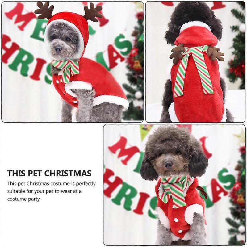 Christmas Pet Costume Dog Clothes for 1Set Puppy Cosplay Xmas Outfit with Scarf
