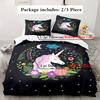 Modern Minimalist Night Sky Unicorn Duvet Cover Set - Soft Polyester, Washable, All-Season Comforter with Vibrant Starry Design