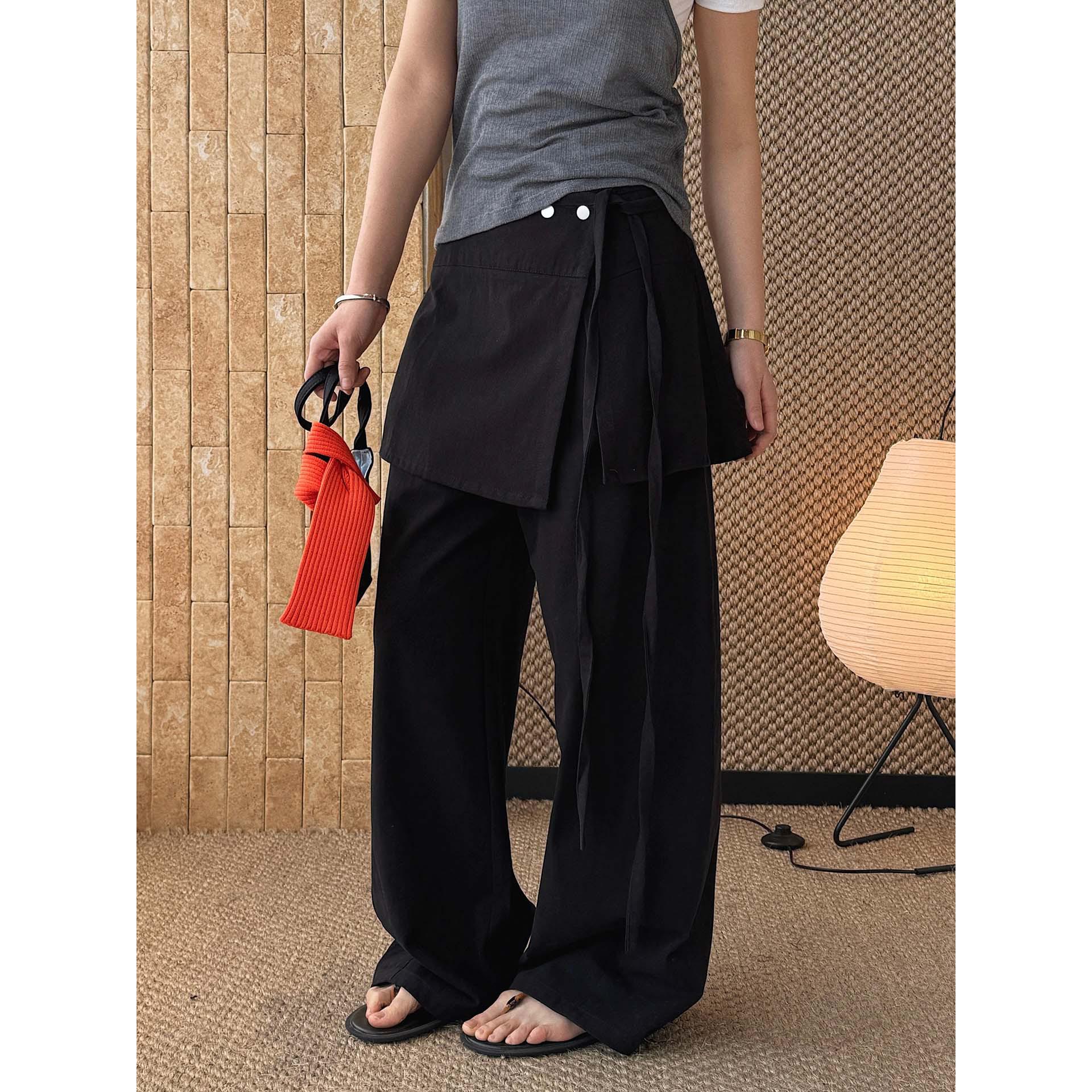 Xu Man Korean Fashion Two-Piece High-Waisted Layered Skirt Trousers for Women L