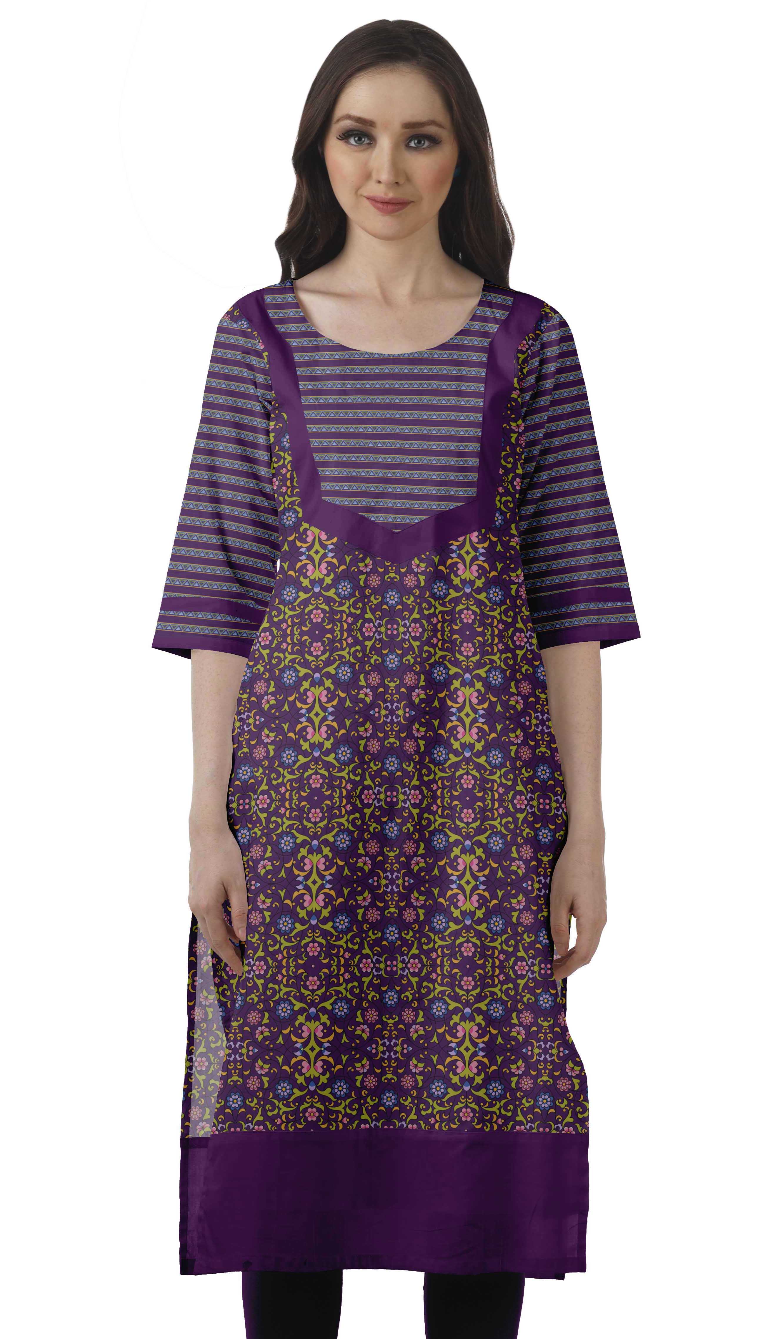 

Дизайнер Moomaya Straight Kurti For Women Довга індійська туніка з принтом XS фіолетовий