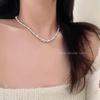 Korean Pink Pearl Star Zircon Necklace – Elegant, Light Luxury Design for Women