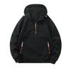 Mens Hooded Half-Zip Sweatshirt Loose Solid Color Casual Sportswear