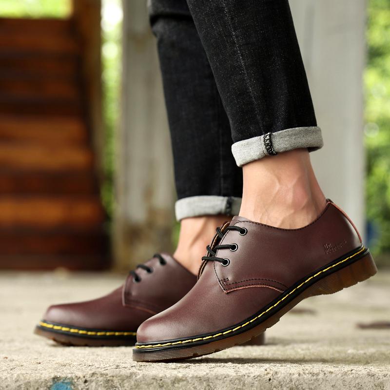 Buy Couple Fashion Booties 3 Hole Classic Dr Leather Shoes  display picture 3