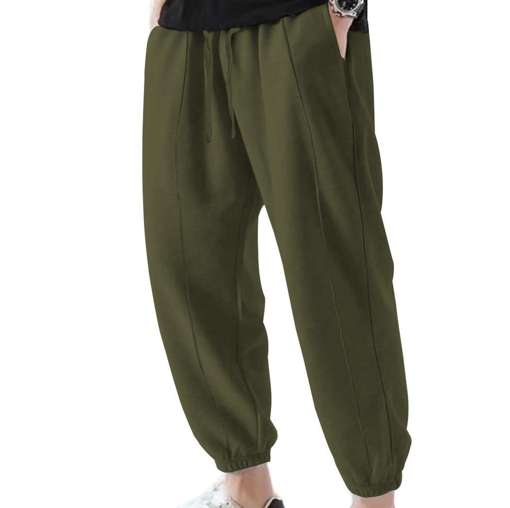 2025 new solid color large size casual pants men's summer trend casual loose leggings men's