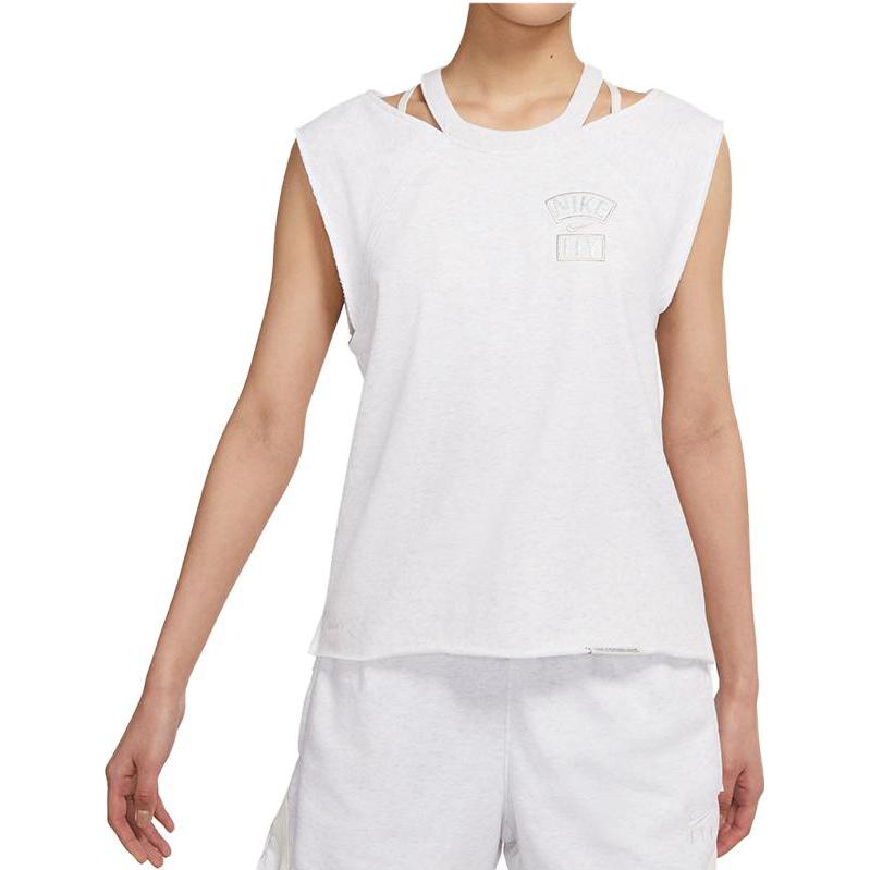 Nike Standard Issue Letter Print Training Sleeveless T-Shirt Women Tops White CZ7222-051