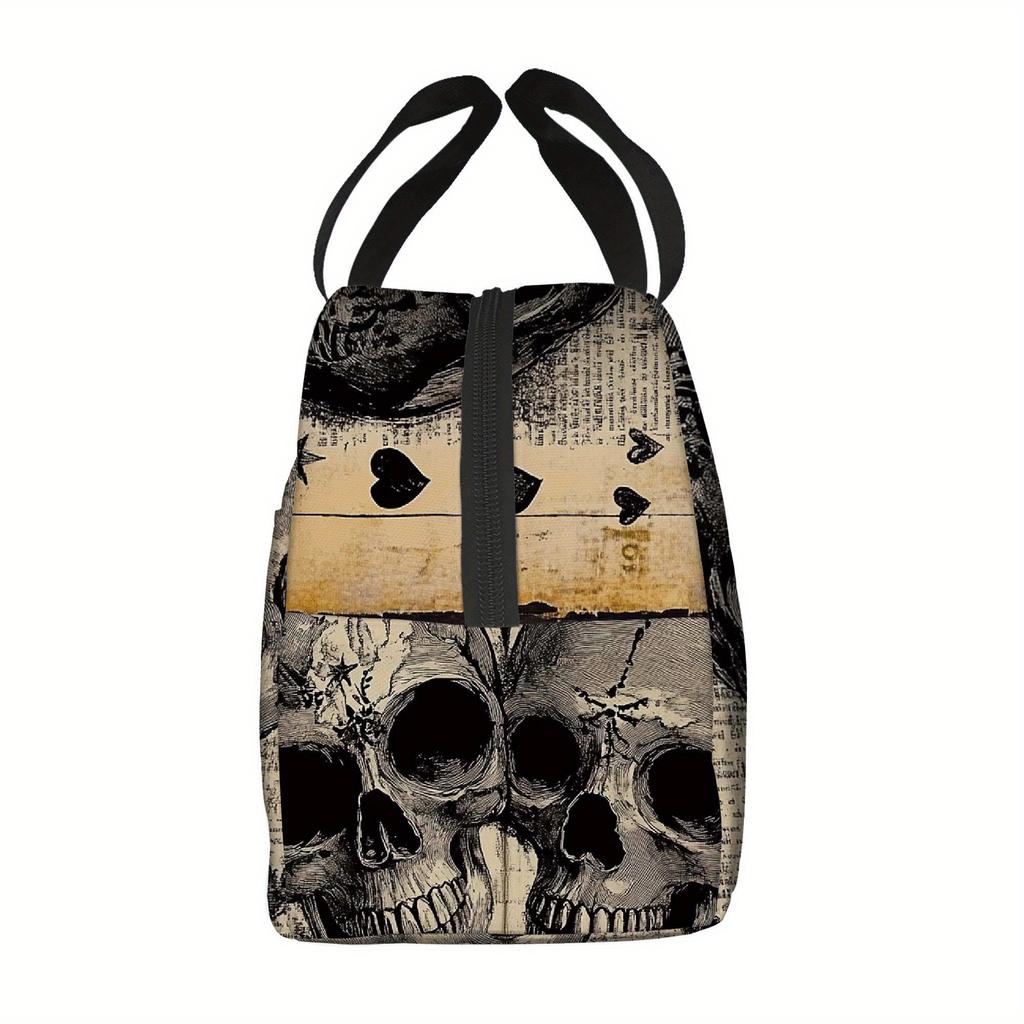 1pc, Vintage Style Skulls In Love. Printed Thermal Bag, Insulated Bag, Not for Food Contact, Suitable for Home, Restaurant