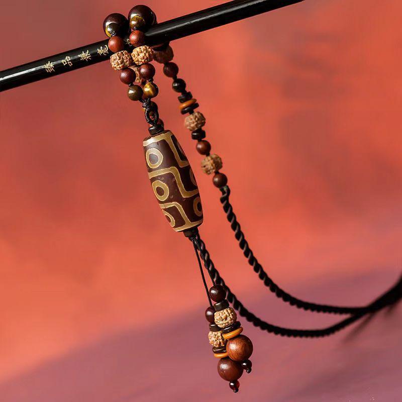 GemChic Women's New Vintage Ethnic Wooden Beads Pendant Necklace Classical Long Chain Fashion Birthday Christmas Jewelry Gift