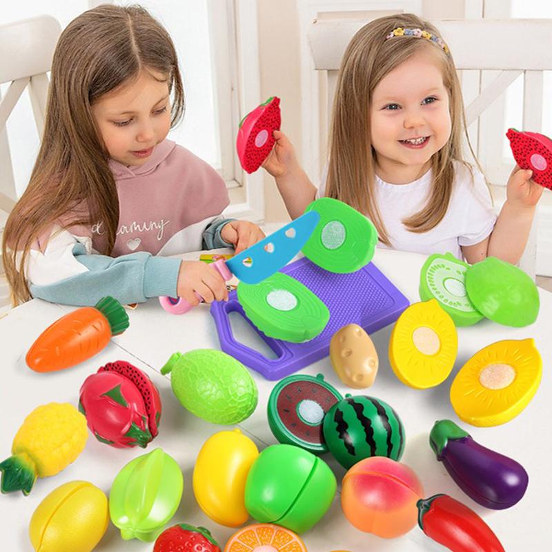 Children Simulated Cutting Play Toys Fruit Vegetable Cake Kids Pretend Play Parent-child Interaction Toy for Birthday Gift TMZ