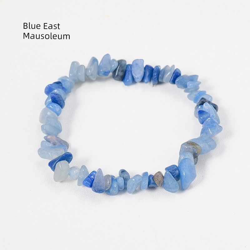 

Женский Асимметричный Браслет из Натурального Кристалла на Эластичной Нити из Необработанного Камня Blue East Mausoleum