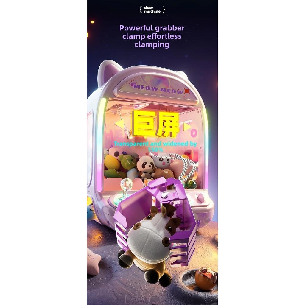 DIY Automatic Doll Machine Kids Coin Operated Play Game Mini Claw Catch Toys Crane Machines Music Doll for Christmas gifts