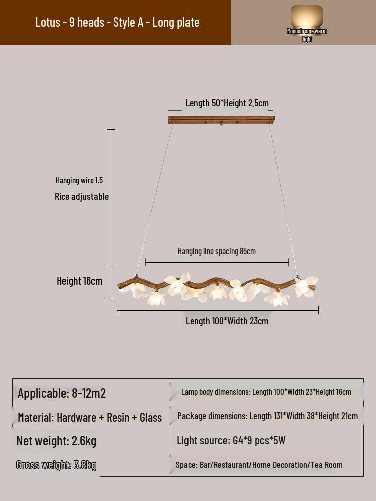 Wabi-Sabi Lotus Branch Chandelier for Japanese Retro Spaces
