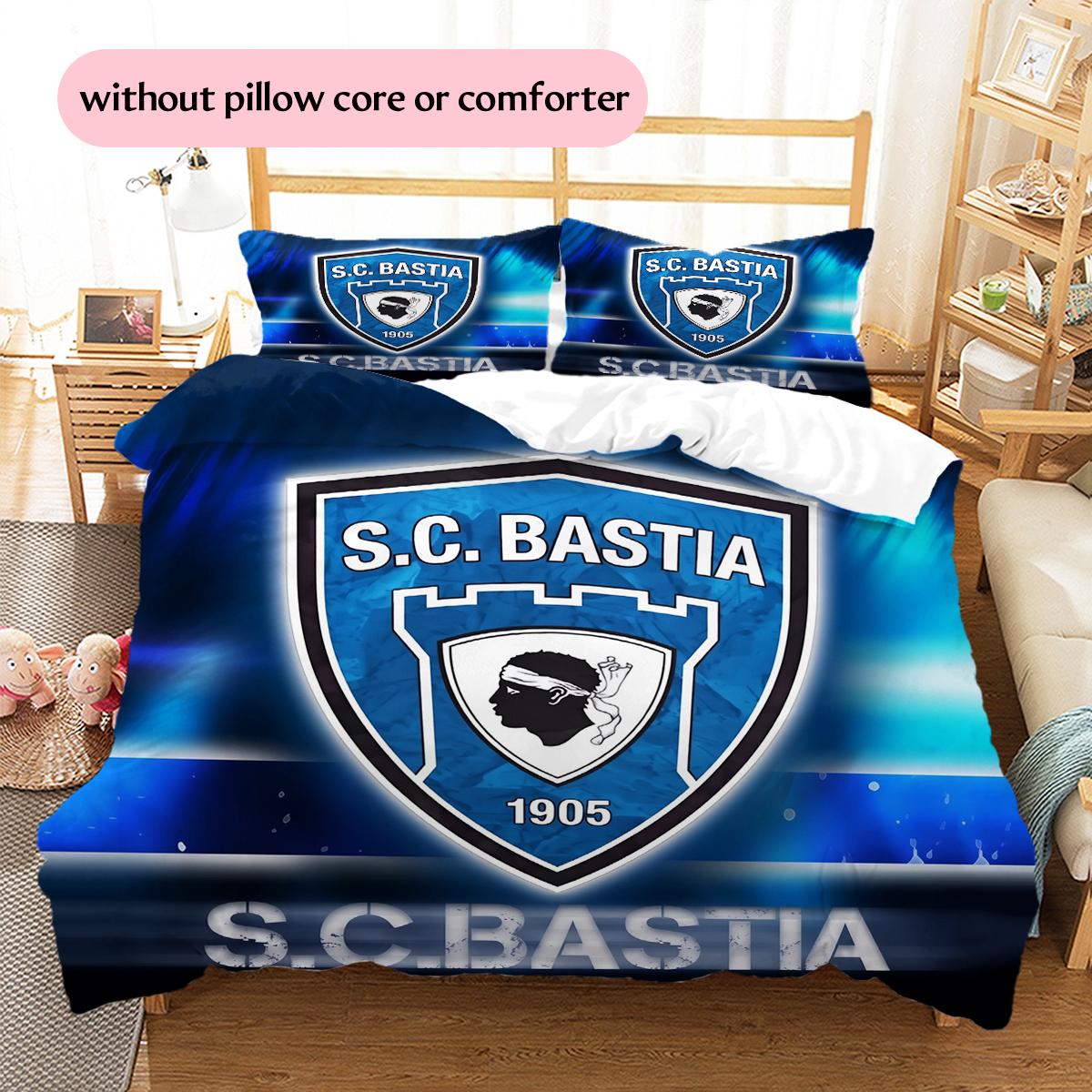 SC Bastia Pattern Bedding Home Decoration Birthday Gift (1 * duvet cover + 2 * pillowcase, without core) 135x200cm