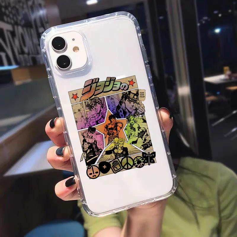 

JAMULAR Чехол для телефона JoJo s Bizarre Adventure Прозрачный для iPhone 13 11 14 15 Pro 12 X XS MAX XR SE2 7 Plus Аниме Мягкий Чехол Coque iPhone 12
